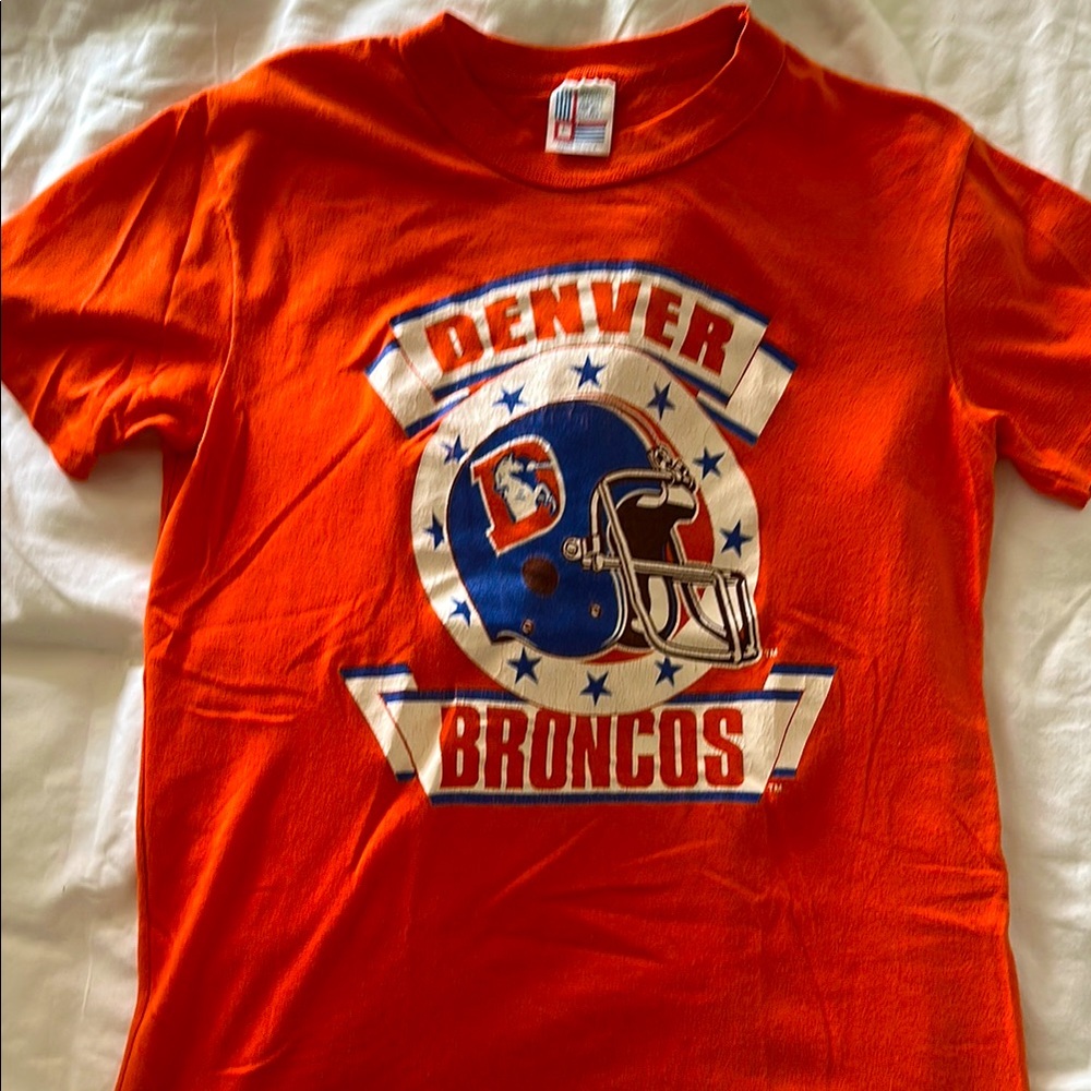 Vintage Orange Denver Broncos Tshirt Size Large